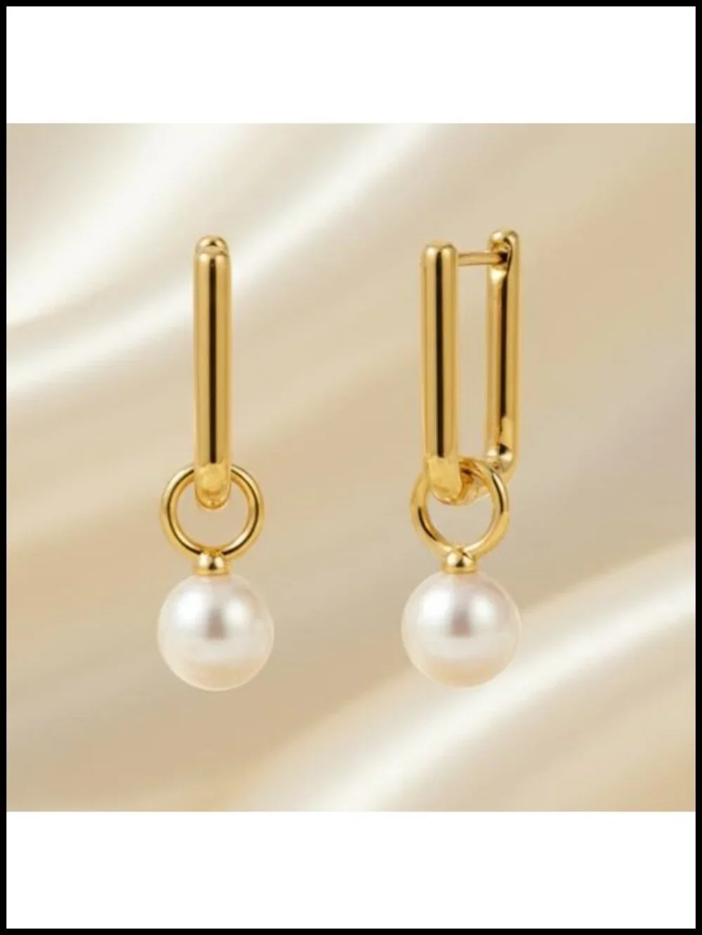 18K Gold Plated Freshwater Pearl Dangle Earrings, Hypoallergenic Huggie Hoop